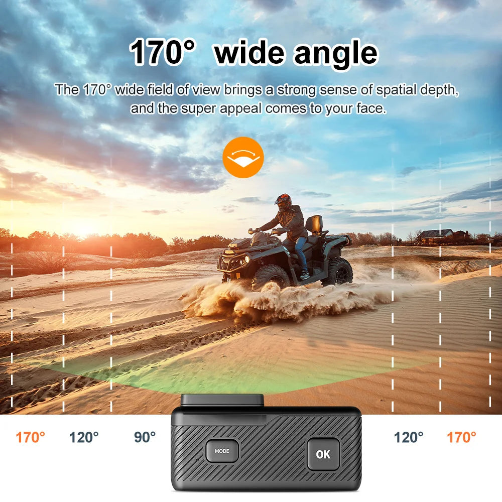 5K/4K60FPS Action Cam: Dual Touch Screen WiFi EIS 170° FOV 30M Waterproof w/ Remote