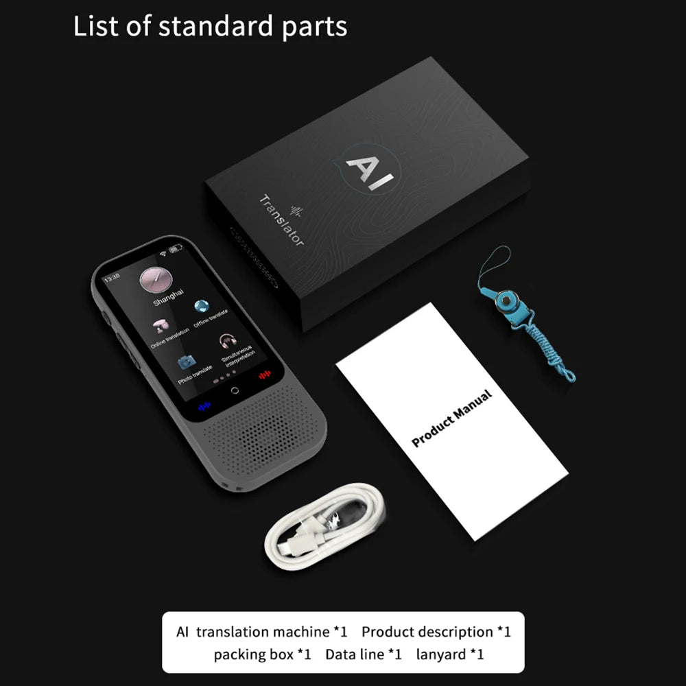 Appareil de traduction IA portable, 138 langues, traduction vocale en temps réel, 16 modes hors ligne et fonction ChatGPT, conversation bidirectionnelle, essentiel pour les voyages d'affaires