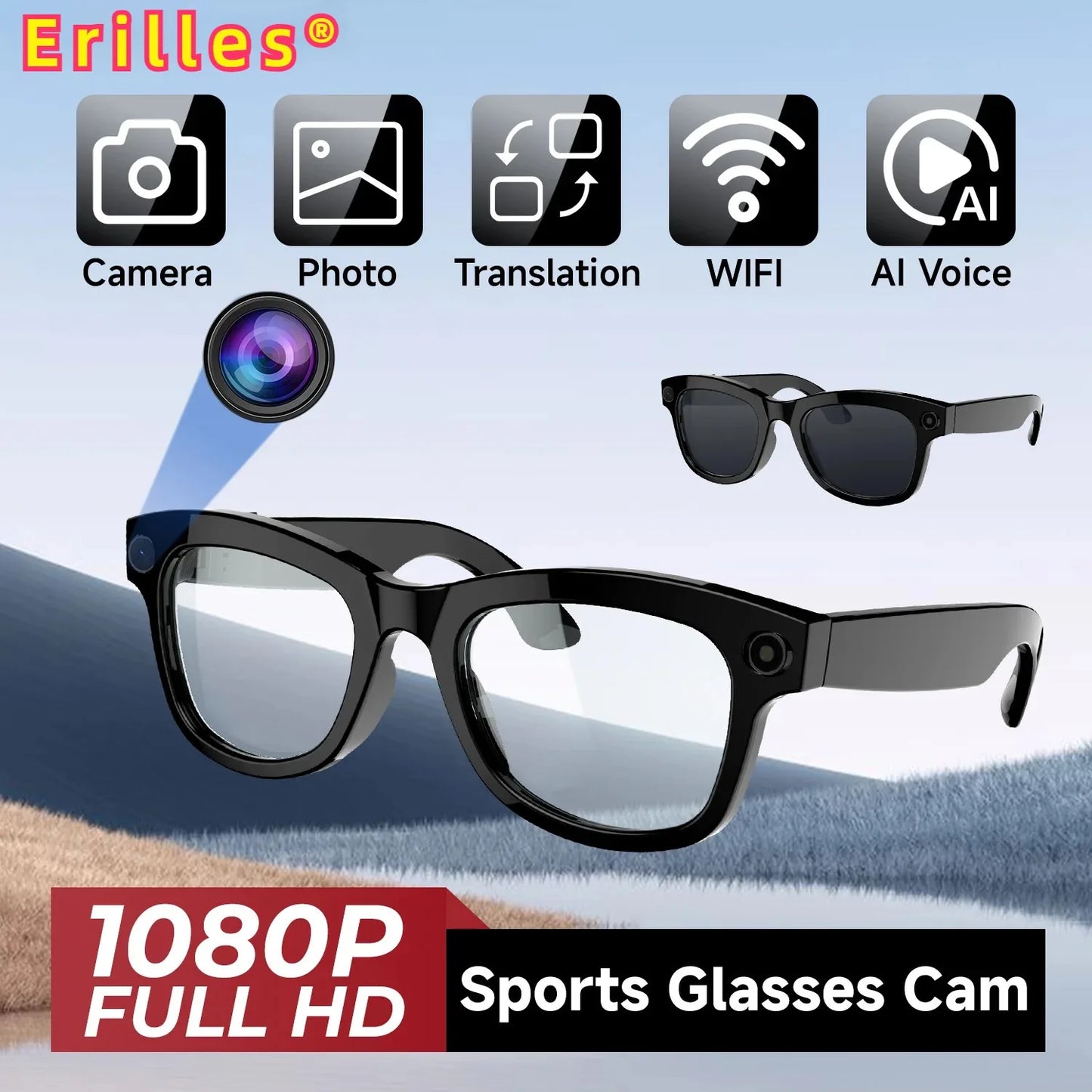 Smart AI Glasses Pro HD Anti-Shake Camera Noise-Canceling Calls & Wireless Bluetooth Eyewear