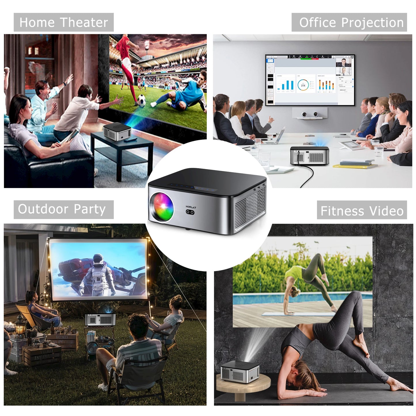 26000 lumens cinema grade giant screen Android 4K projector 8K decoding laser autofocus+trapezoidal correction 5G dual band WiFi portable outdoor