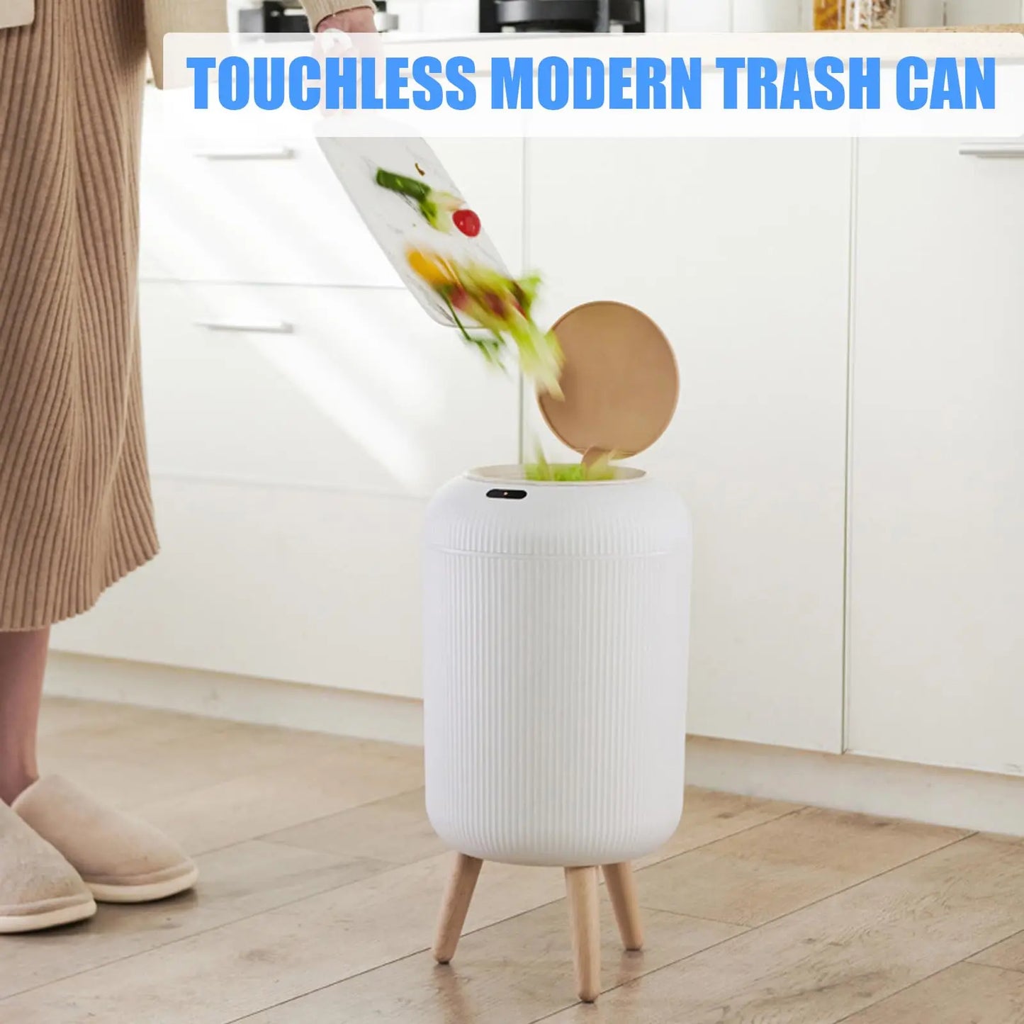 Intelligent Induction Trash Can With Silent Auto-Lid Compact 6L Desktop Bin For Bedroom/Bathroom/Office