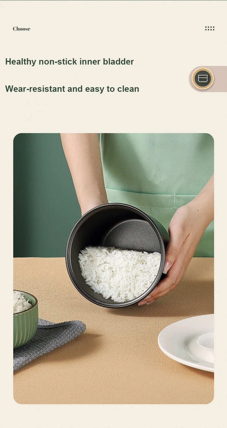 1.2L Mini Rice Cooker Auto Cooking Steaming & Warming for 1-2 People Electric Kitchen Appliance