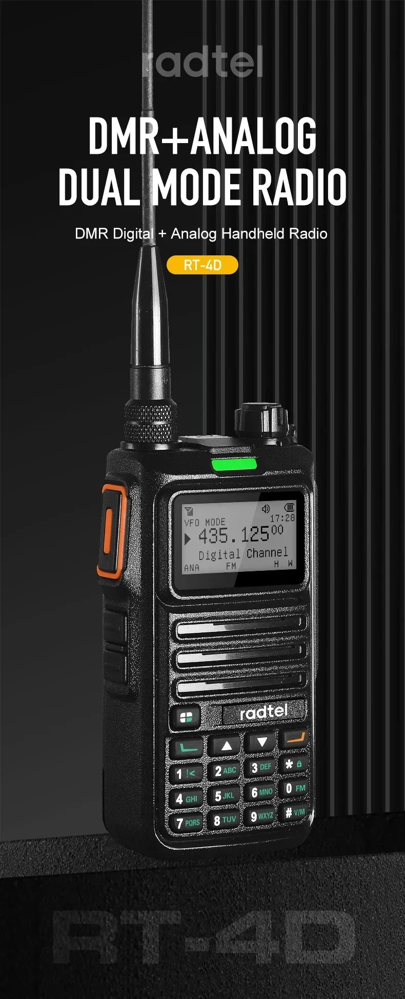 DMR Dual Mode Walkie Talkie Analog/Digital 2-Way Radio Dual Time Slot 1024CH Ham Radio
