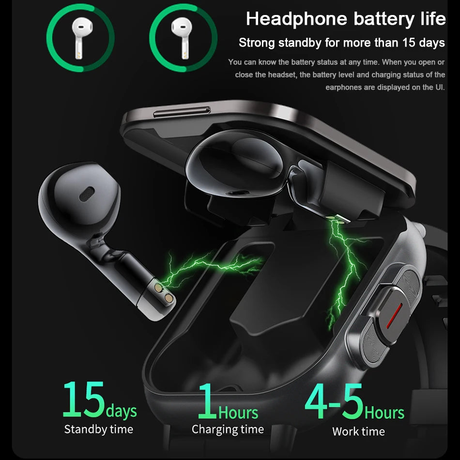 Smart Watch Bluetooth Call Men's Watch GPS Tracking Heart Rate Monitor Smart Watch 2-in-1 Earphones Play Music Smart Watch