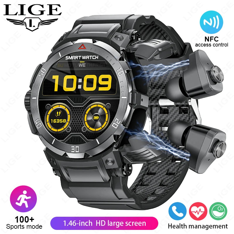 Montre connectée NFC 2 en 1 avec casque, appels musicaux locaux, moniteur de santé, montre de sport étanche IP68