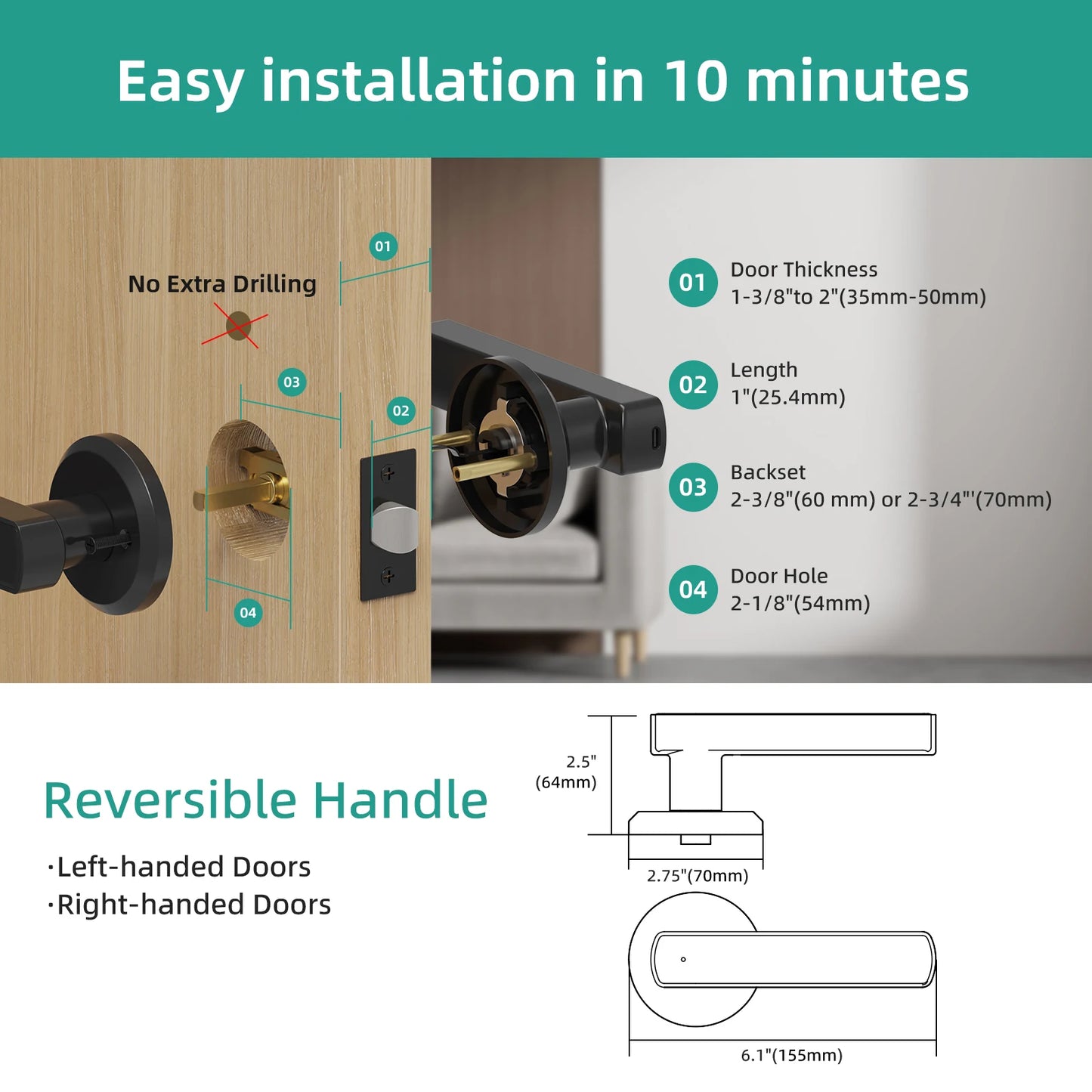 Smart Fingerprint Door Lock Pro WiFi/APP Remote Control Touchscreen Keypad Auto-Lock IP65 Waterproof