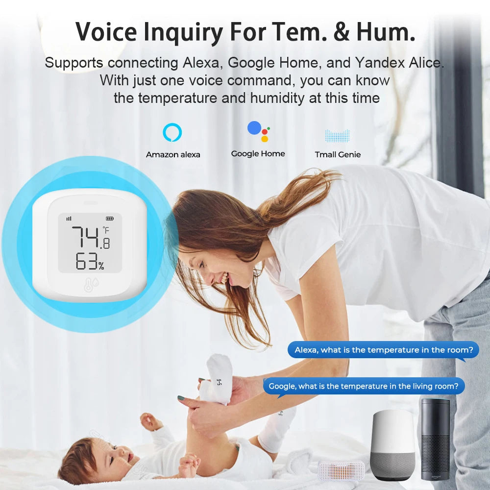Tuya WiFi/Zigbee indoor LCD thermometer display Smart temperature and humidity sensor