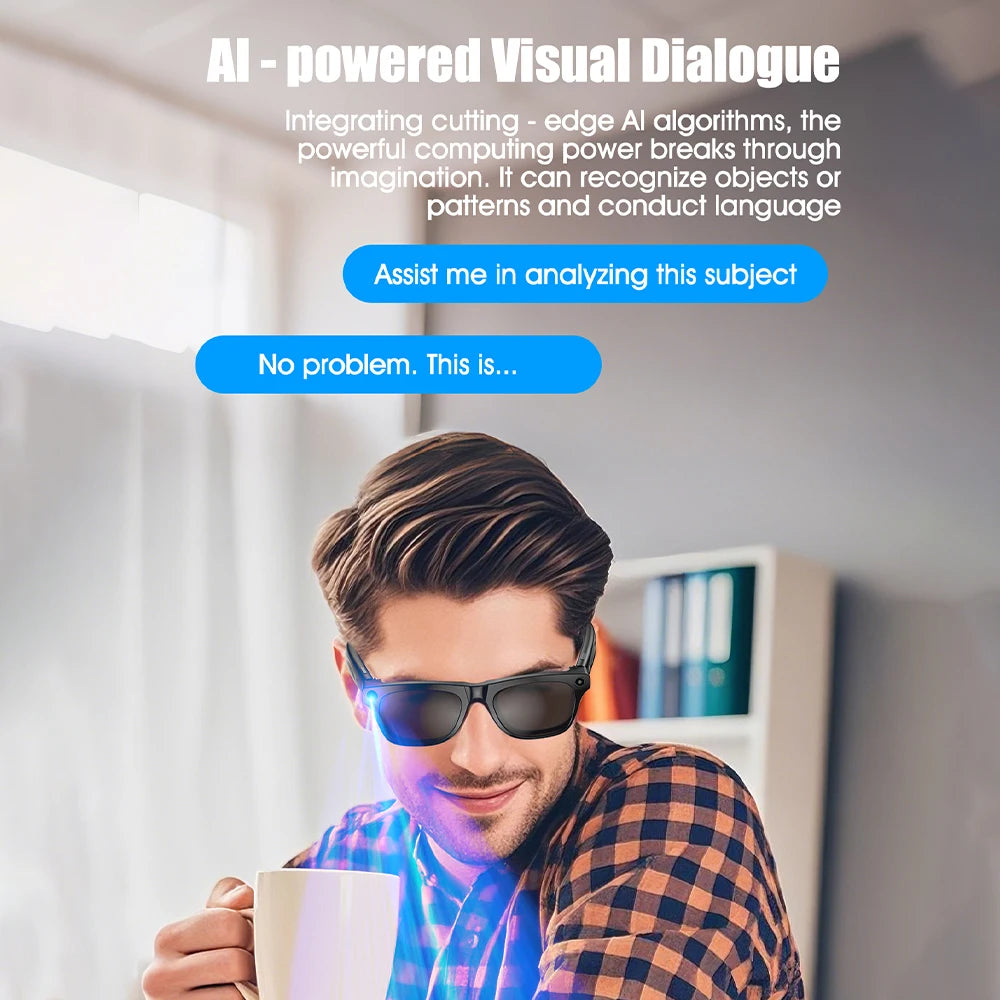 AI Smart Glasses 12MP Camera & 4K Video Recording Bluetooth Music Real-Time Translation