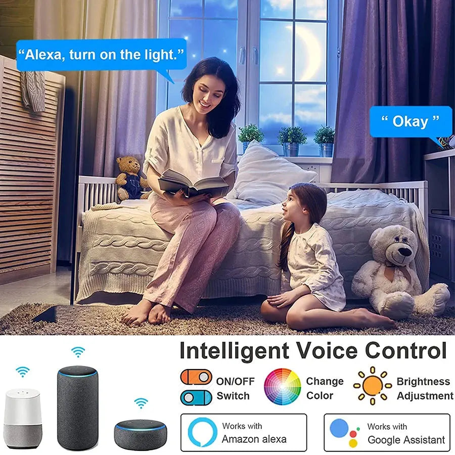 Plafonnier intelligent Wi-Fi 24 W 220 V RGB+CCT, contrôle par application/Alexa/Google Home, éclairage d'ambiance à intensité variable pour chambre et salon