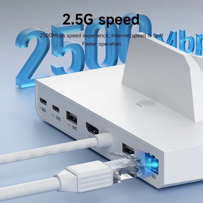 ROG Ally/Steam Deck/Switch OLED 6-in-1 Docking Station 4K HDMI 2.0@60Hz 2.5G Ethernet100W PD Charging RGB Hub with 3×USB 3.0