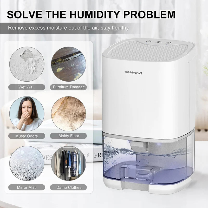 Séchoir à air pour la maison, la chambre, le bureau, la cuisine, désodorisant, déshumidificateur d'air, absorbeur d'humidité silencieux et portable