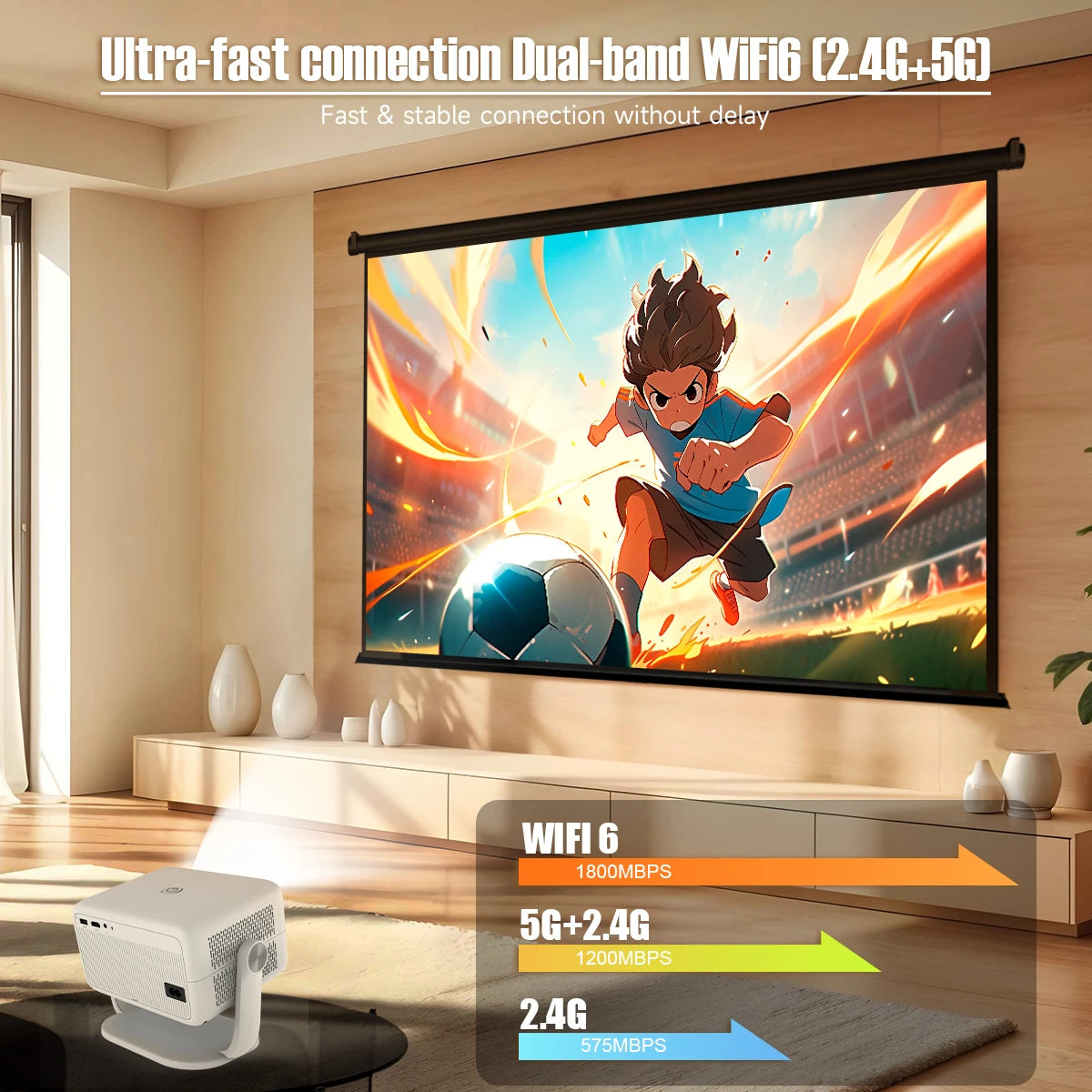 True 4K Portable Intelligent Projector Native 1080P+Autofocus Android 11 System+360° Cinema Grade Surround