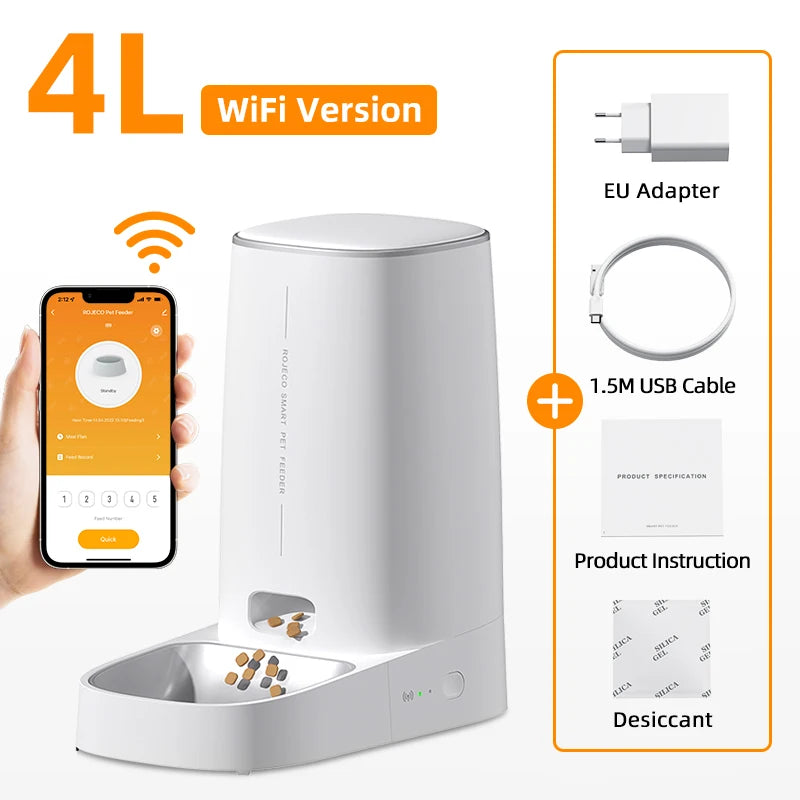Pet intelligent WiFi cat food dispenser, remote control cat food automatic feeder, fully automatic cat food feeder