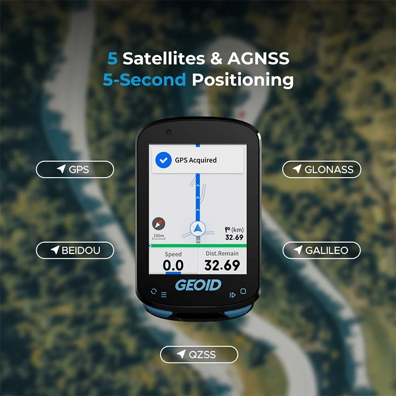Compteur de vélo GPS intelligent avec écran couleur, compteur de vitesse sans fil, ANT+/WiFi, navigation en 11 langues, odomètre et suivi de vitesse pour vélos