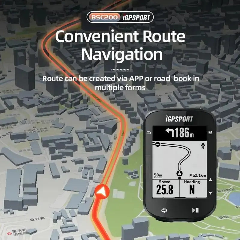 Compteur de vélo GPS sans fil ANT+/Bluetooth 5.0, compteur de vitesse avec odomètre et navigation d'itinéraire pour vélos de route/VTT