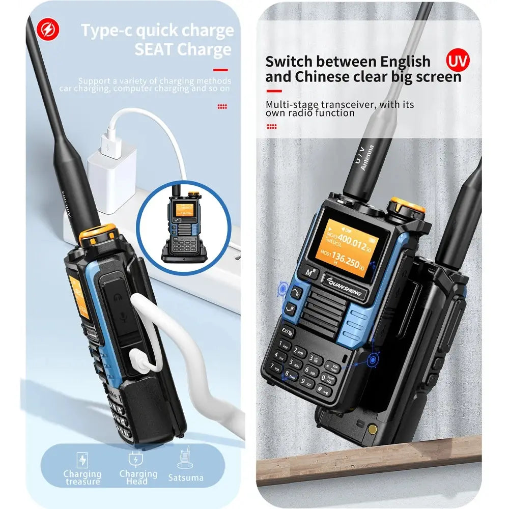 Interphone UV-K6 amélioré UV-K5 5 W haute puissance bande aérienne UHF/VHF double bande codage DTMF brouilleur radio FM diffusion météo NOAA chargement Type-C réglage de fréquence sans fil