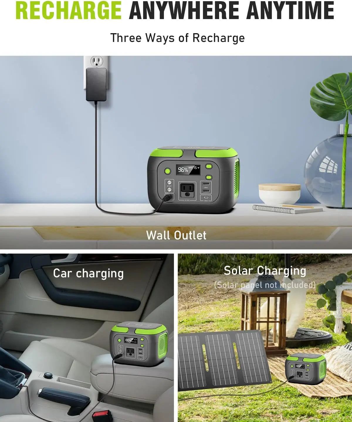 200W/155Wh Solar Power Station 42000mAh Li-ion Battery AC 110V + DC + USB QC3.0 Portable Generator for Camping/RV/Emergency15
