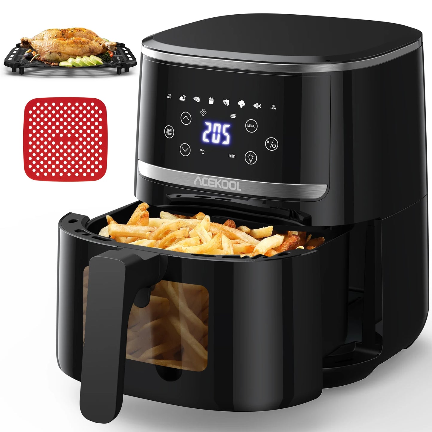 Digital Display Air Fryer Toaster Oven Combination Toaster Oven Combination oil-free cookware, visible window, Dishwasher