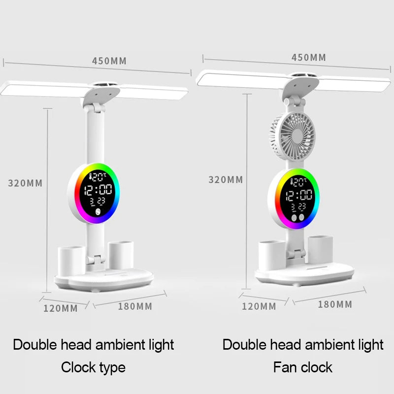 Adjustable Reading Desk Lamp, Rechargeable LED Desk Lamp, Study Desk Lamp, Reading Lamp, LED Night Light with Fan