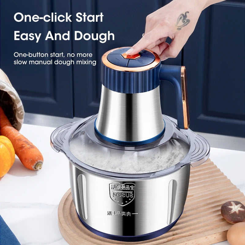 Stainless Steel Multifunctional Vegetable Slicer, Chopper, Kitchen Appliance 5L Electric Meat Grinder, Food Grinder
