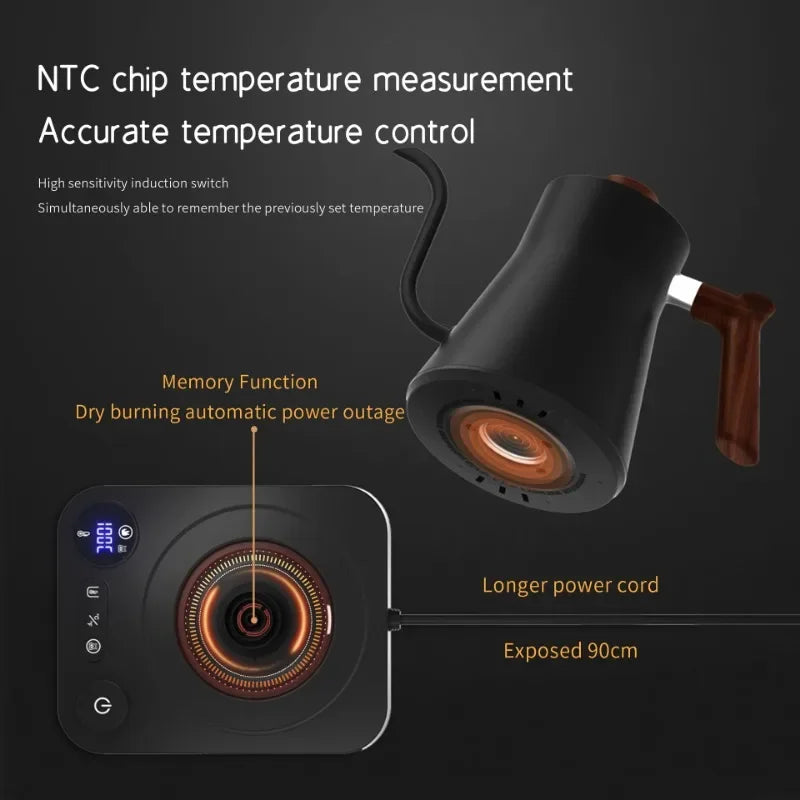 Smart Teapot 110v/220v 900ML Manual Brewing Coffee Pot Temperature Controlled Pot Quick Heating Pot