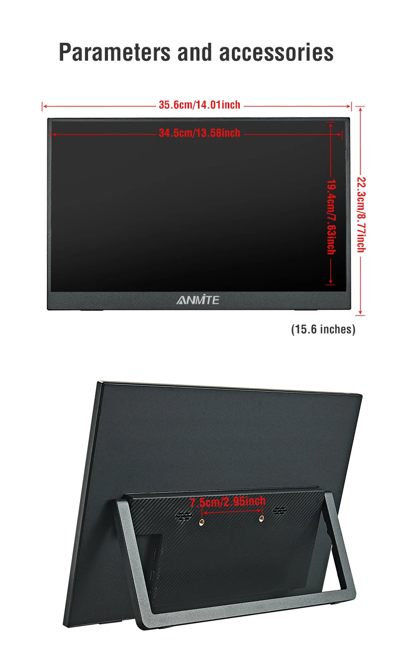 15.6 Inch FHD IPS Portable Touch Screen Monitor with Low Blue Light HDMI/USB-C for XBox PS5 Switch Laptop PC Phone