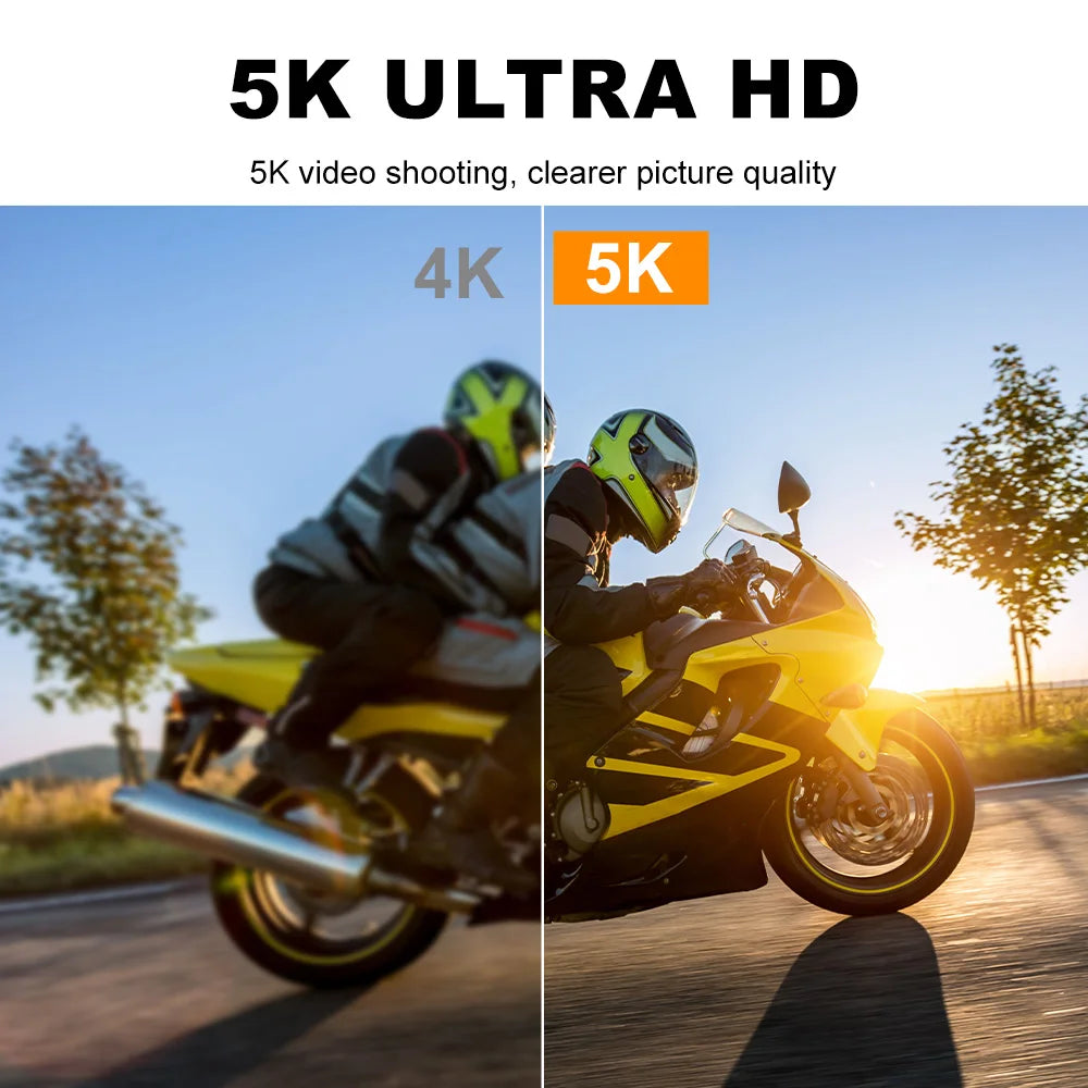 5K/4K60FPS Action Cam: Dual Touch Screen WiFi EIS 170° FOV 30M Waterproof w/ Remote