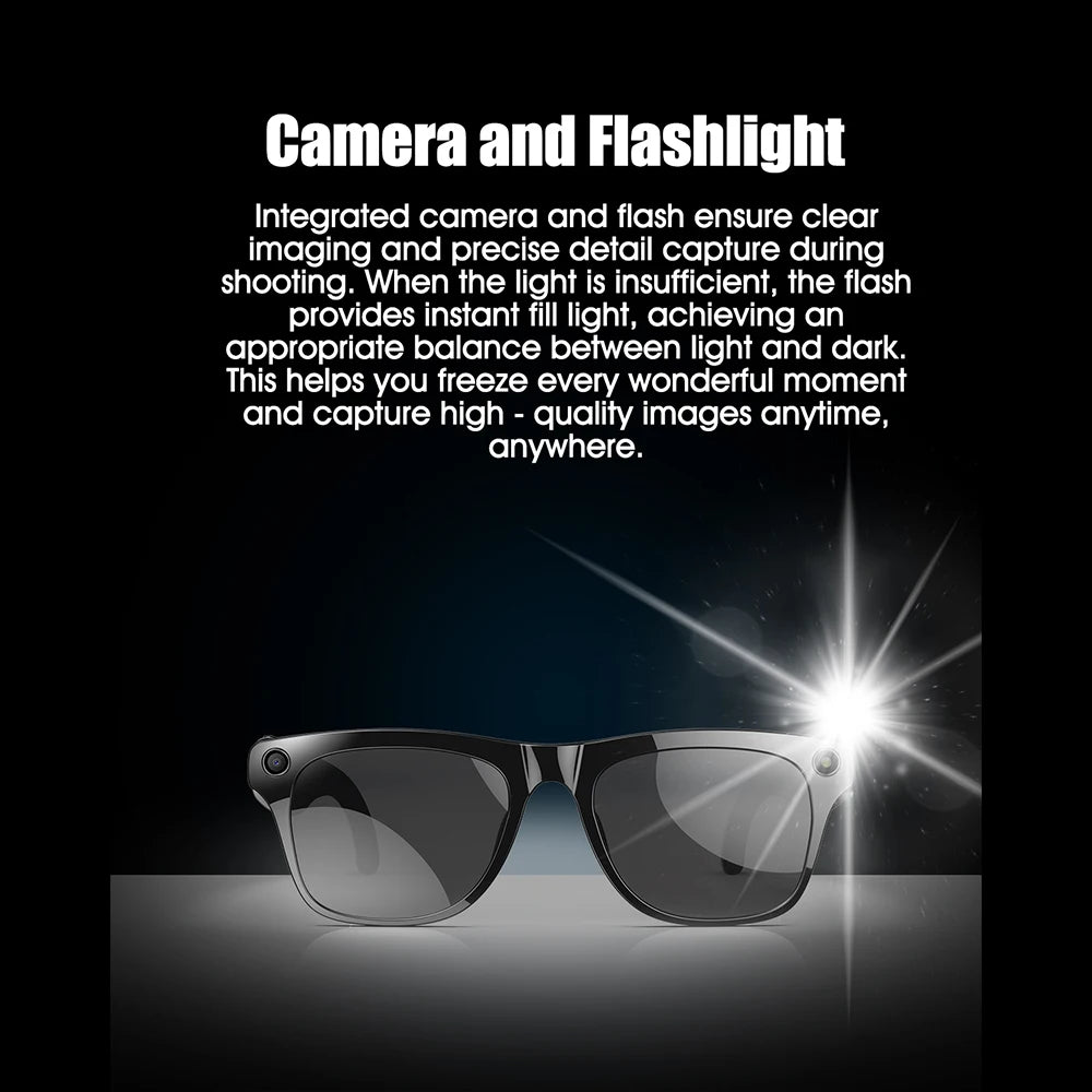 AI Smart Glasses 12MP Camera & 4K Video Recording Bluetooth Music Real-Time Translation