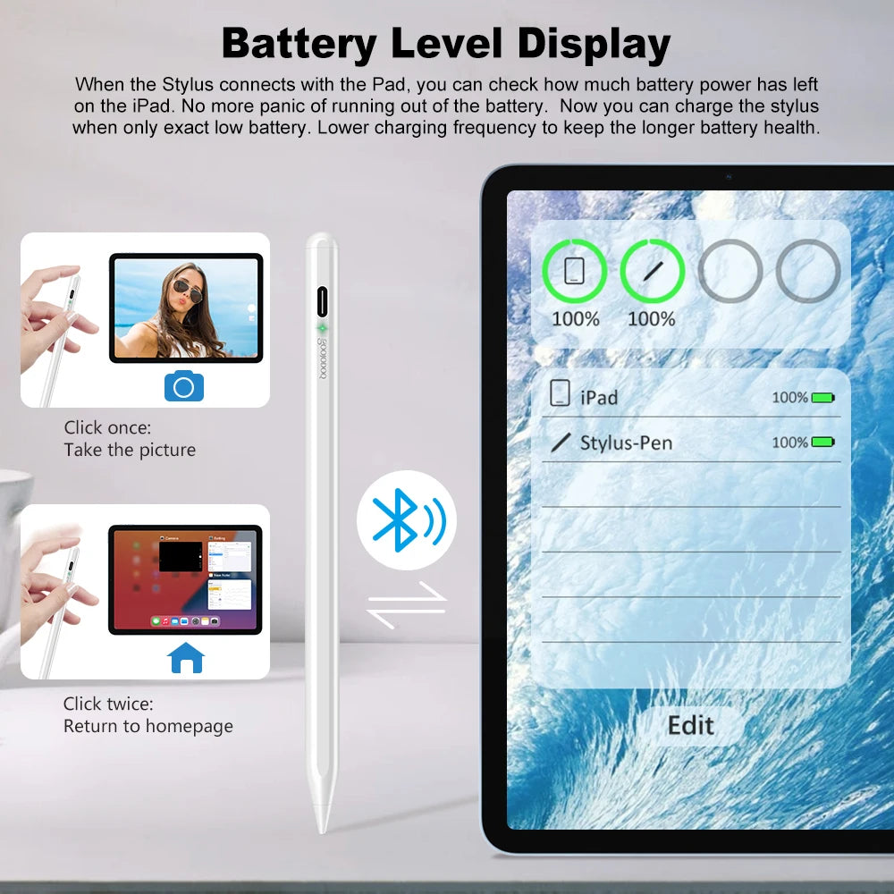 Stylet Bluetooth compatible avec iPad Pen Pro 11 12 9 Air 4 Air 5 Apple Pencil
