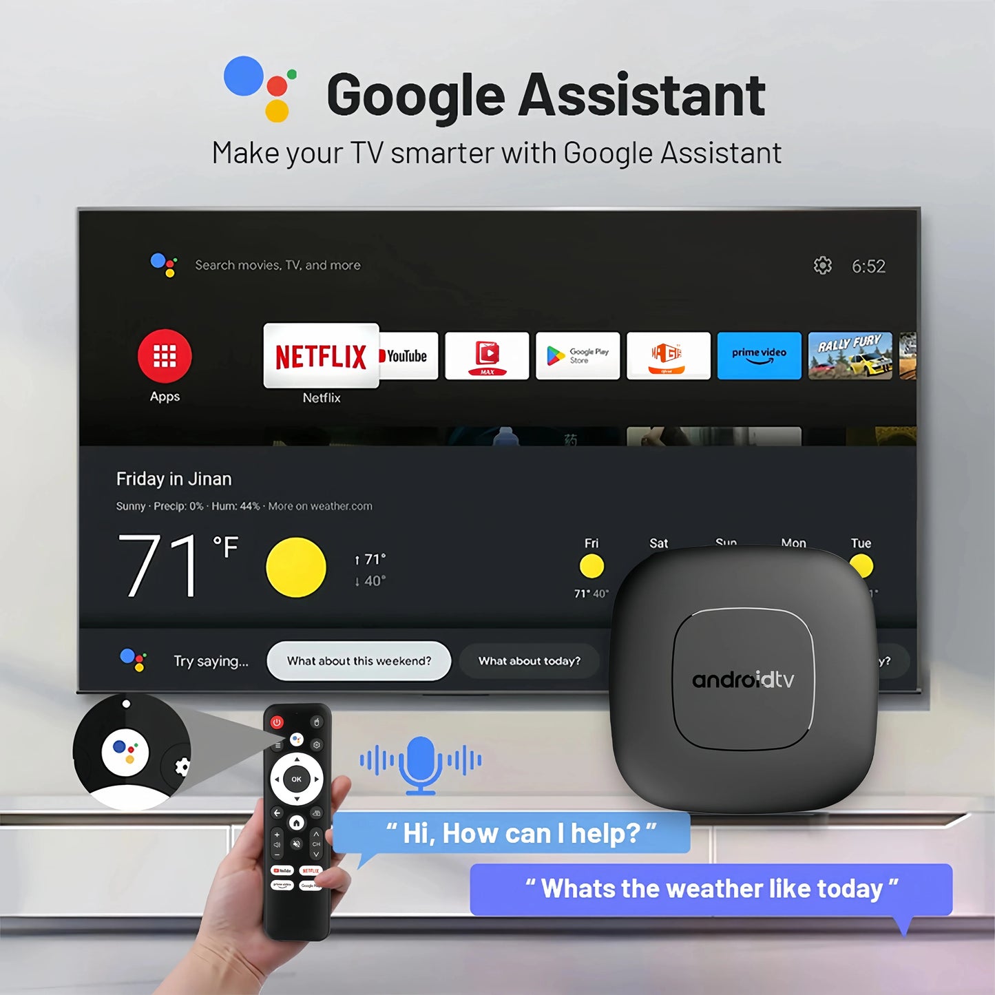 8K Android 13 TV Box WiFi 6 dual band+Bluetooth 5.0 built-in Google Assistant/Netflix/Chromecast smart home central control