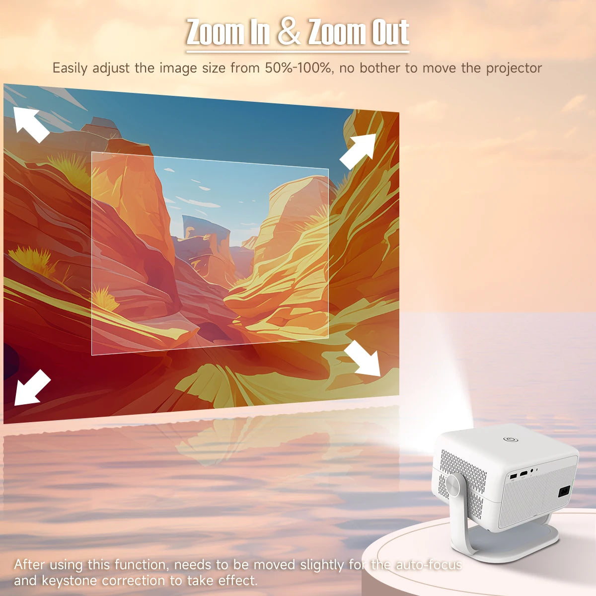 True 4K Portable Intelligent Projector Native 1080P+Autofocus Android 11 System+360° Cinema Grade Surround