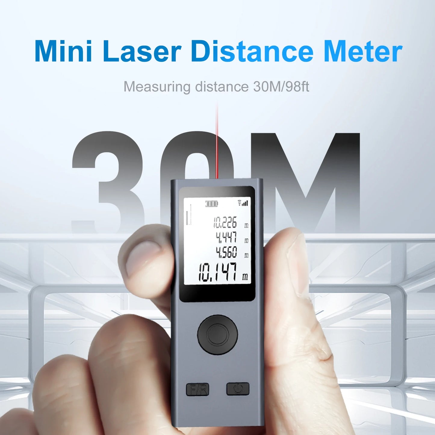 30M/50M Mini Laser Distance Meter USB Rechargeable Handheld Rangefinder High-Precision Infrared Measuring Tool for DIY & Construction
