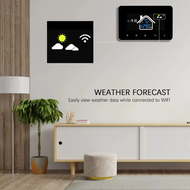 Electric floor heating, plumbing, LCD display screen, intelligent temperature controller, Tuya WiFi temperature controller