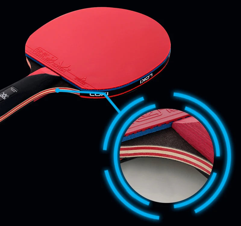 Raquette de tennis de table en fibre de carbone 9 étoiles Attack Arc Ring Raquette de tennis de table légère Attack Design ultra léger Caoutchouc haute viscosité