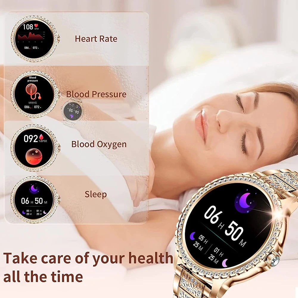 AMOLED Smartwatch for Women Heart Rate/Blood Oxygen Bluetooth Call Android/iOS Compatible