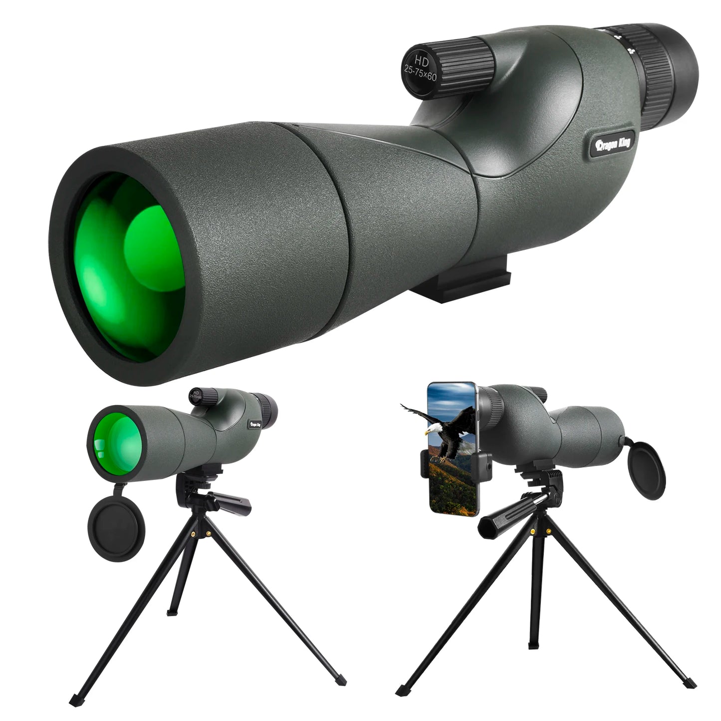 25-75x60 BAK4 FMC Spektiv, wasserdichtes Zoom-Monokular zur Vogelbeobachtung mit Stativ