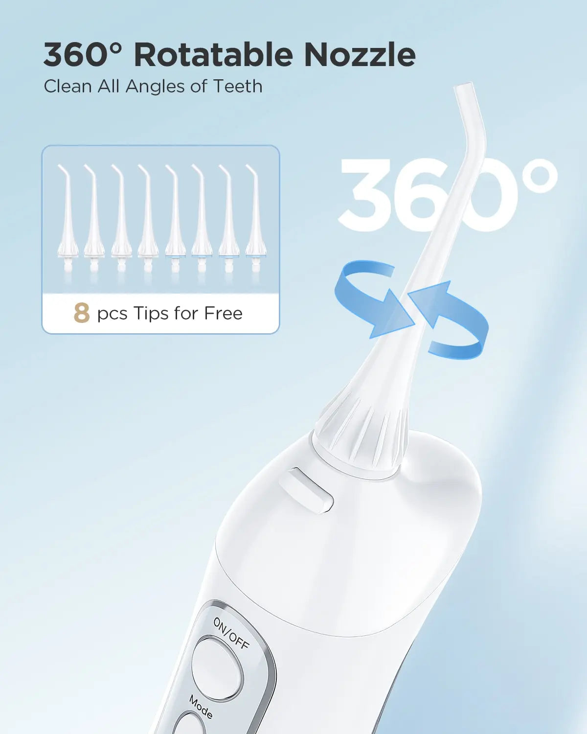 Oral irrigator rechargeable portable dental electric water flosser with 3 modes of water tank teeth