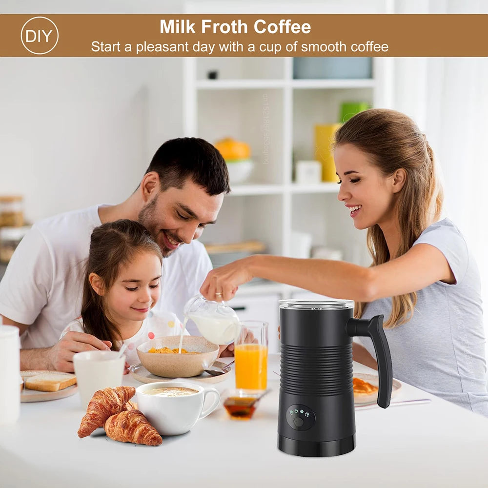 4-in-1 Electric Milk Frother Auto Rotary Function for Hot/Cold Foam Cappuccino Latte & Coffee Drinks