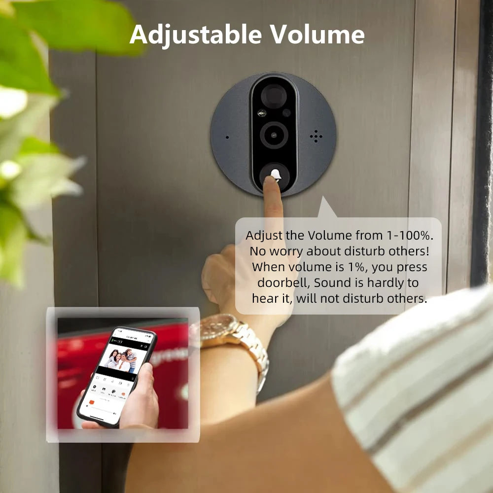 Smart Life Tuya 1080P WiFi Door Clock Eye Peeping Camera PIR Motion Detector IR Alexa Google Digital View