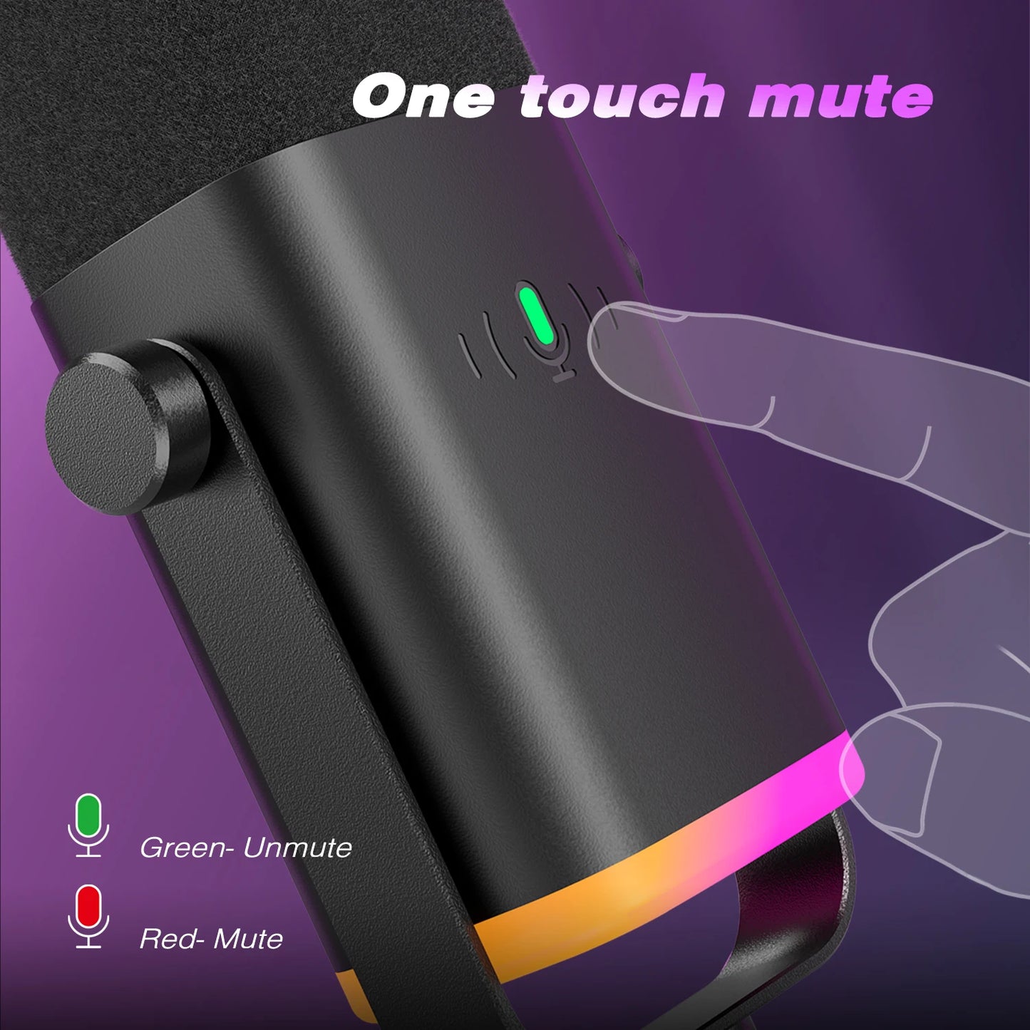 AM8 Pro USB/XLR Gaming Microphone Dynamic Cardioid Mic with Touch Mute 3.5mm Headphone Jack & Gain Control for PC/PS5/PS4