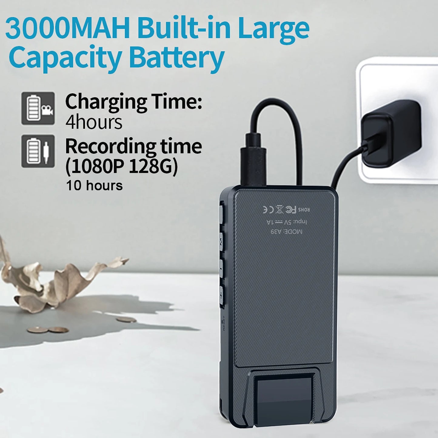 1080P HD Mini Camera 3000mAh Body Mount, 180° Rotating for Bike/Sports/Car/DVR/Webcam