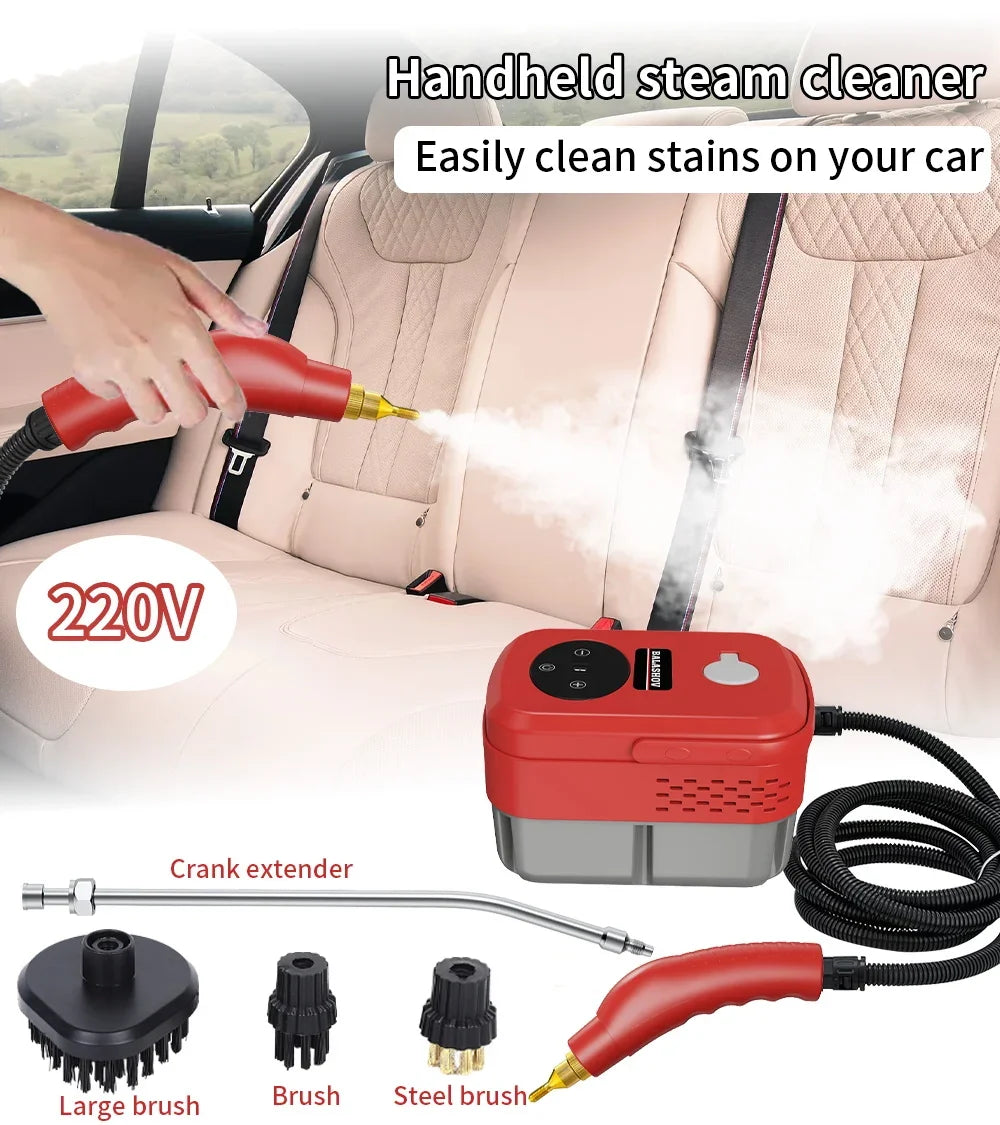 2500W High-Temperature Handheld Steam Cleaner 150℃ High Pressure for Kitchen Hood/Air Conditioner/Car/Floor Deep Cleaning