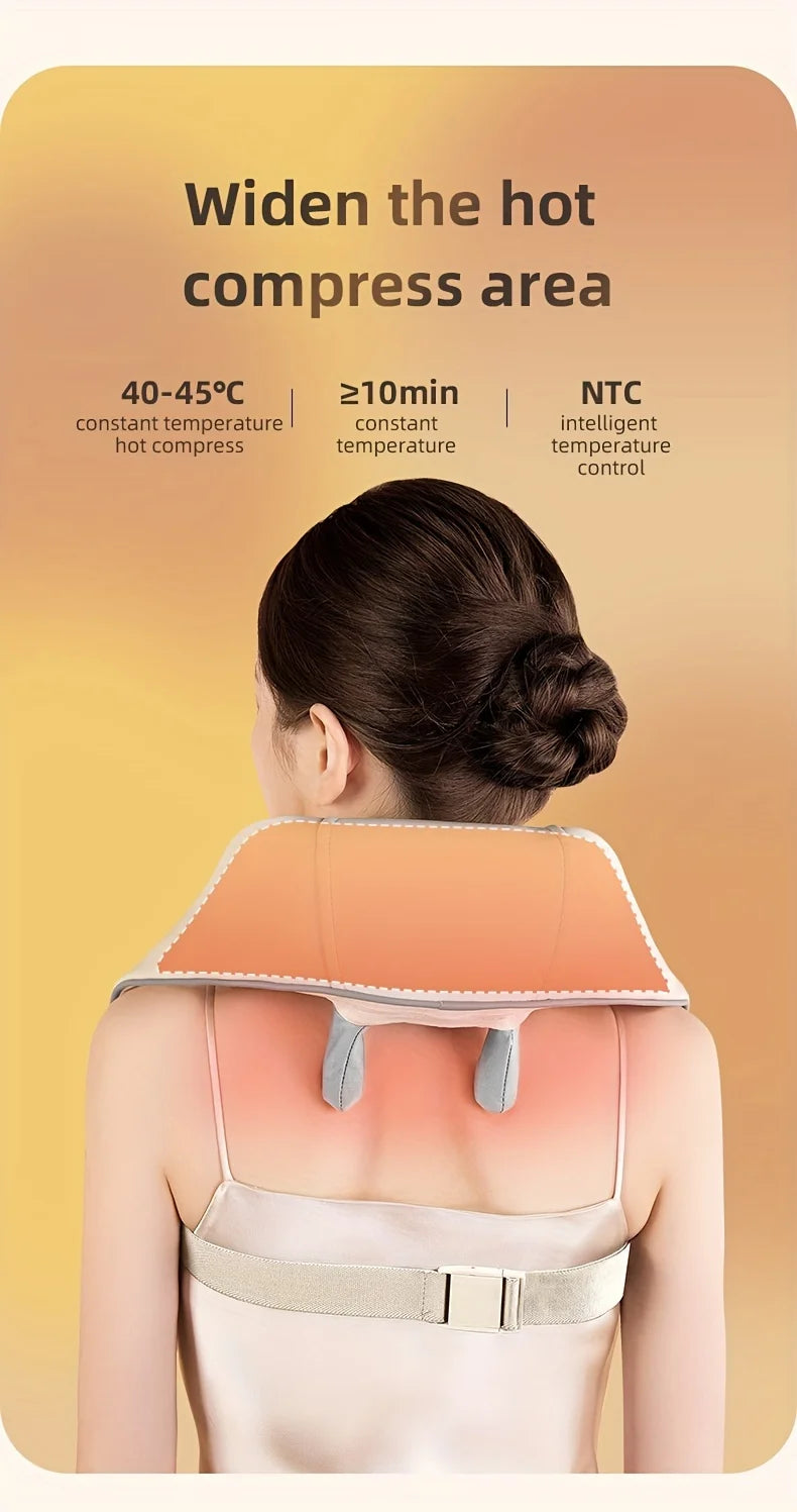 Electric Heated Shiatsu Neck Massager Kneading for Back/Shoulder Pain Relief Car Home Use