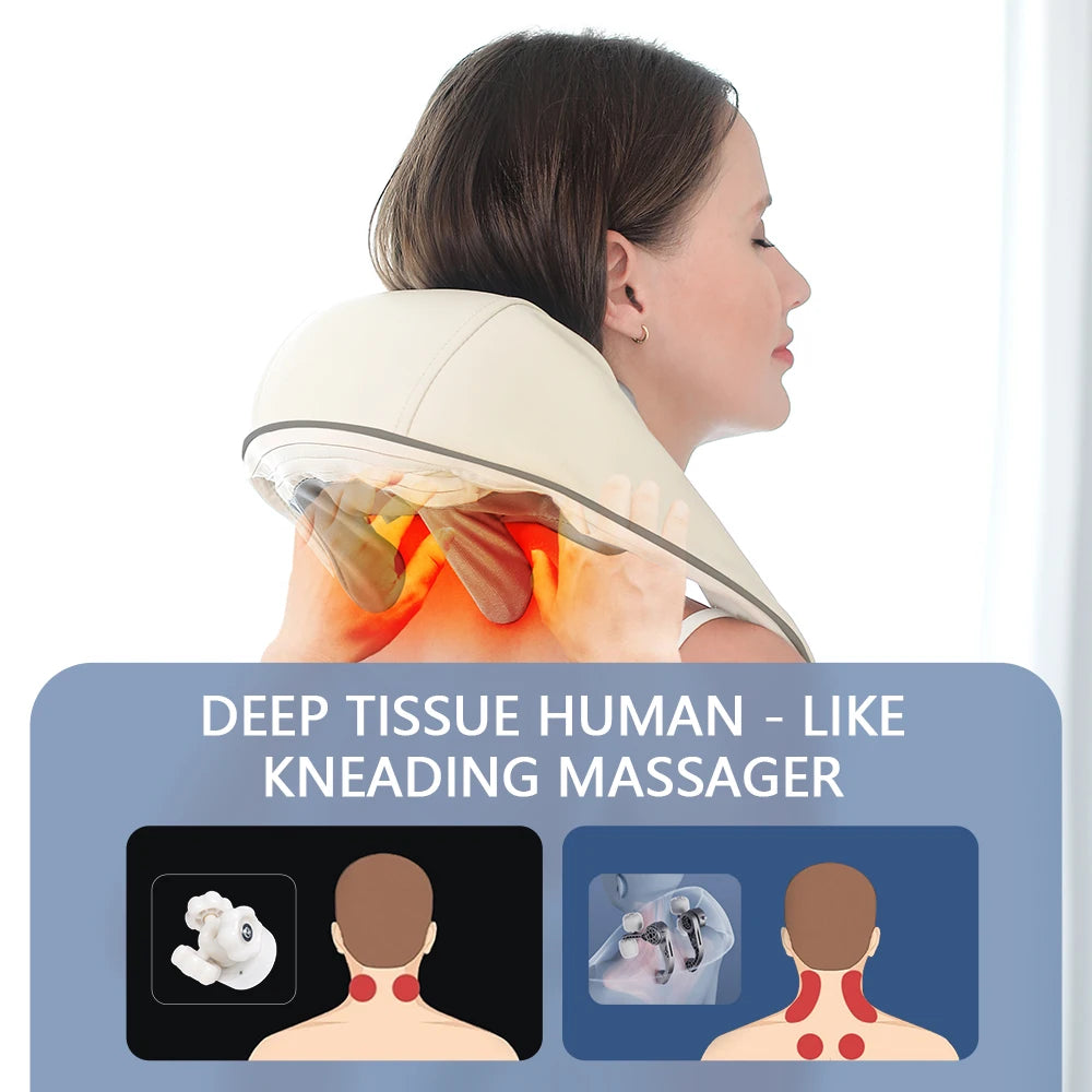 Châle de massage cervical à moteur sans balais, masseur multifonctionnel pour les épaules, le cou et le dos, pour une relaxation profonde