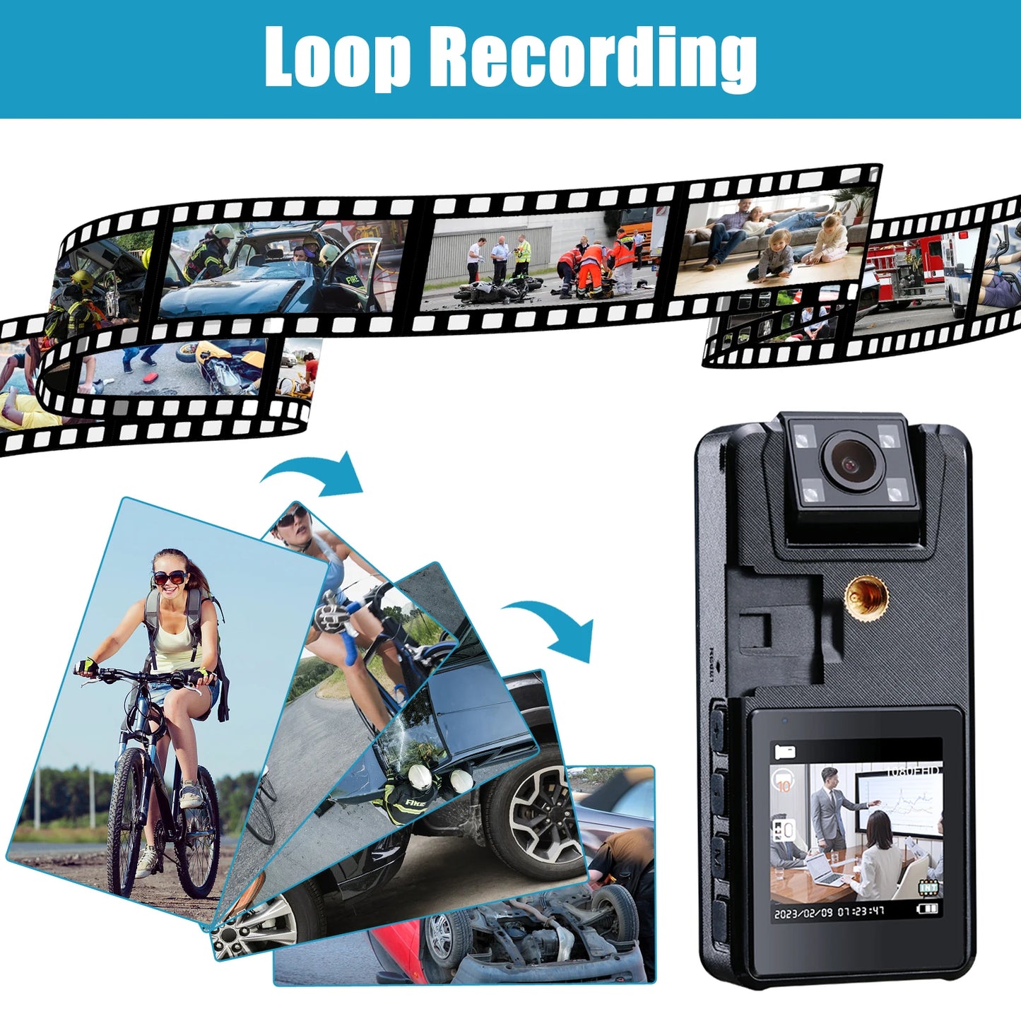 1080P HD Mini Camera 3000mAh Body Mount, 180° Rotating for Bike/Sports/Car/DVR/Webcam
