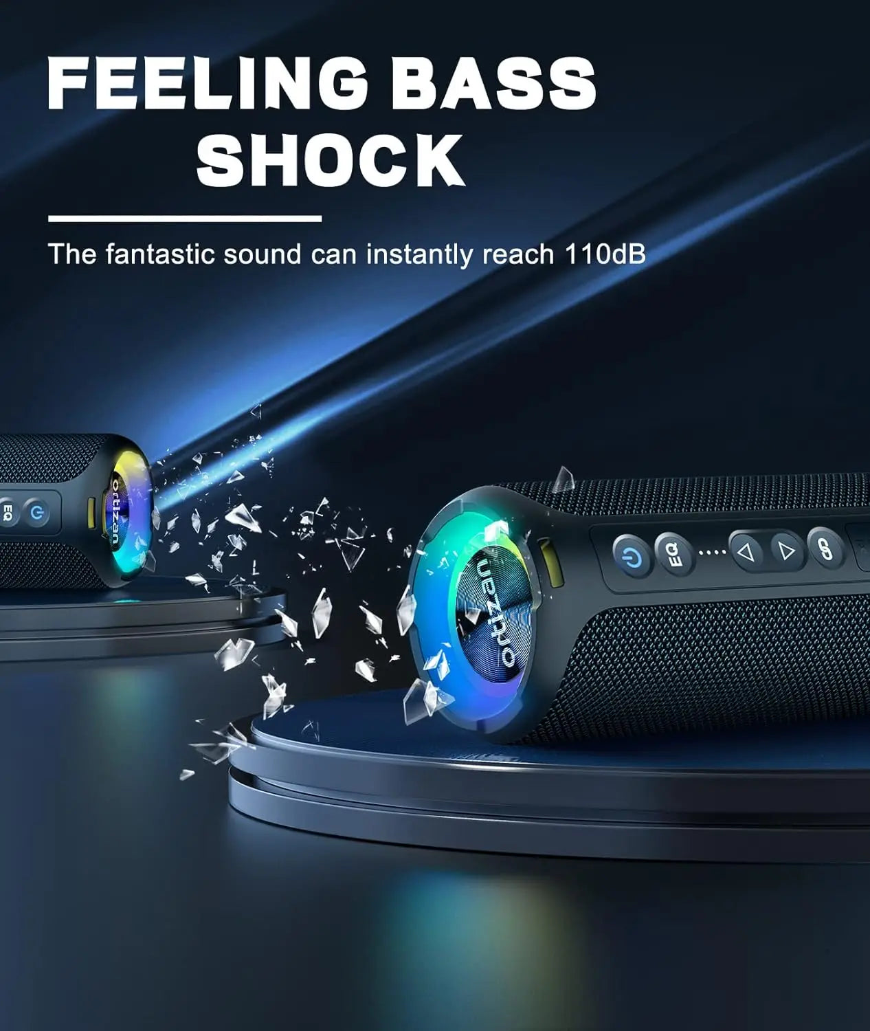 40W stunning subwoofer outdoor speaker IP7 waterproof+30 hour battery life Bluetooth 5.3 wireless connection