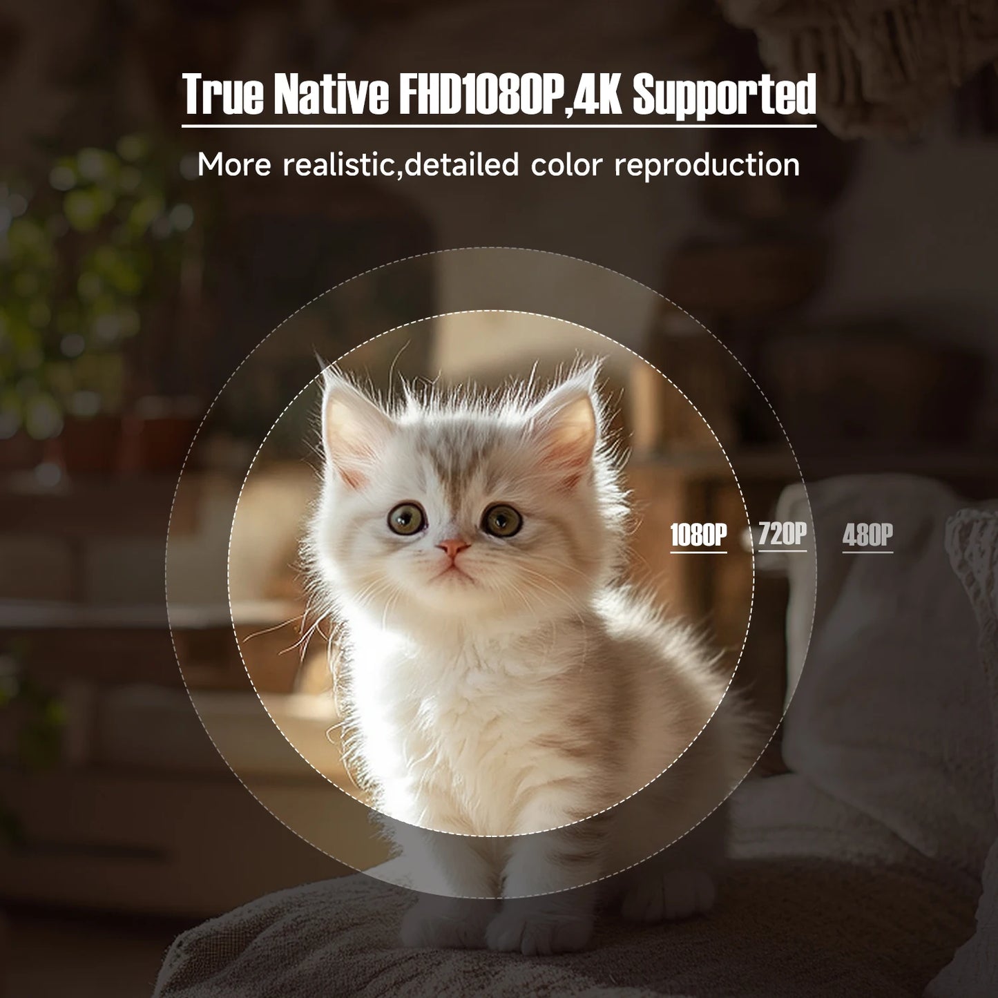 True 4K Portable Intelligent Projector Native 1080P+Autofocus Android 11 System+360° Cinema Grade Surround