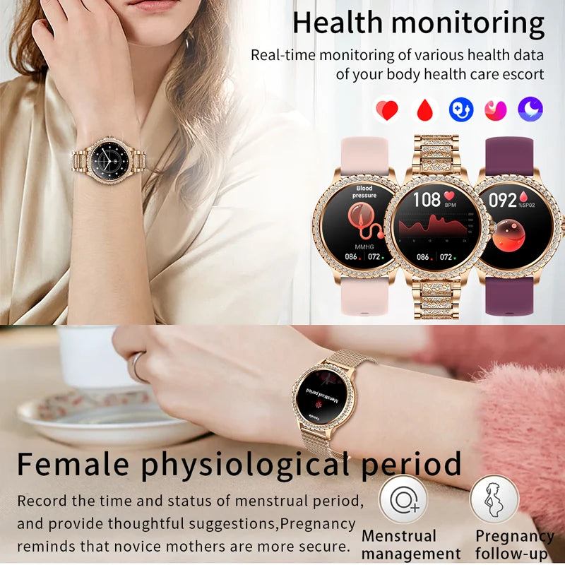 AMOLED Smartwatch for Women Heart Rate/Blood Oxygen Bluetooth Call Android/iOS Compatible