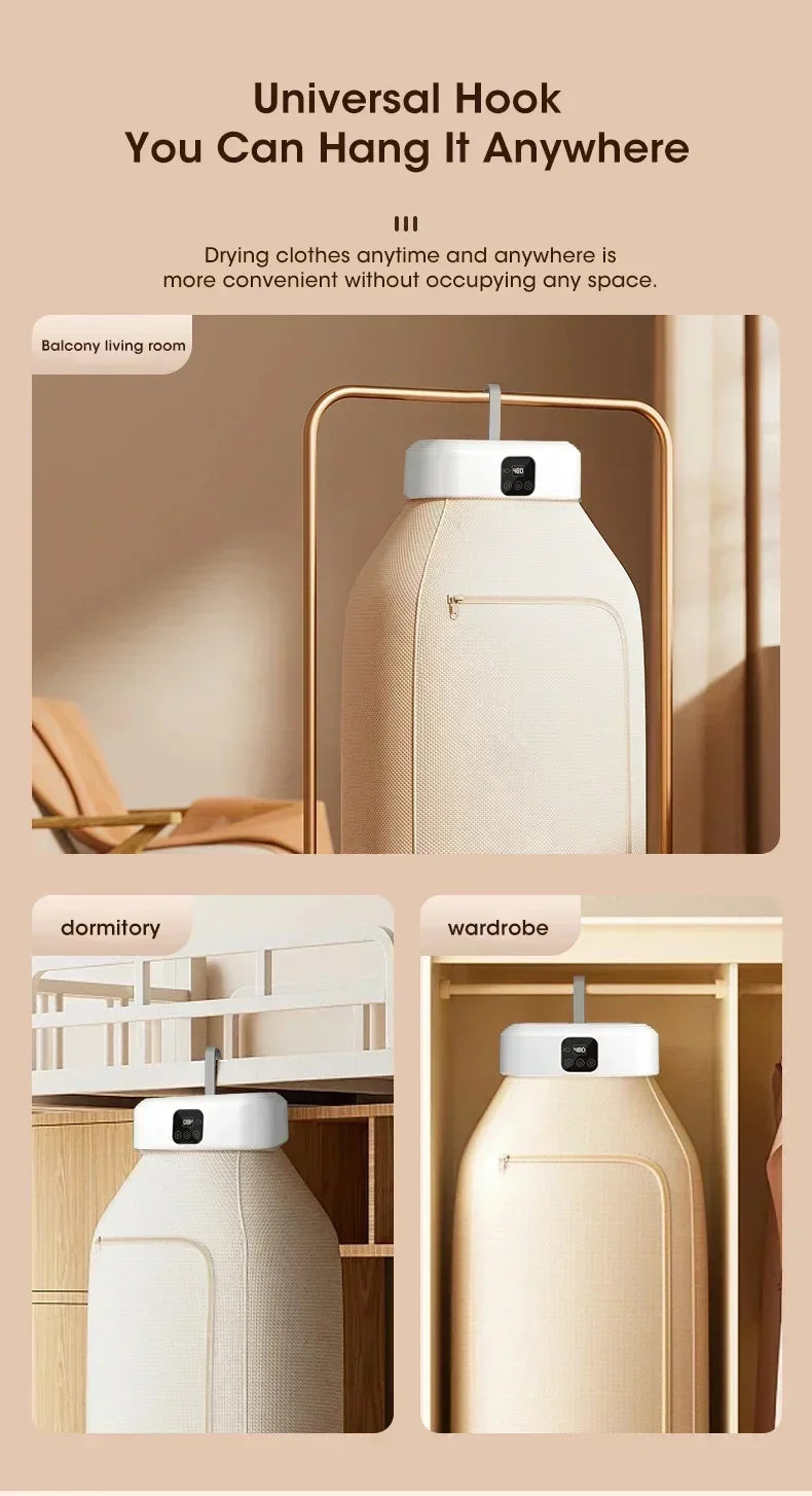 Mini Foldable Electric Dryer Portable Travel Dryer with Timer & Drying Bag Fast Drying for Clothes Underwear Socks Compact Cabinet Design
