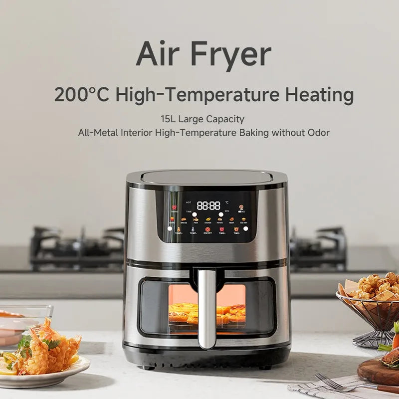 Smart Kitchen Cookware 15L Stainless Steel Household Large Capacity Electric Air Fryer, Toaster, Oven